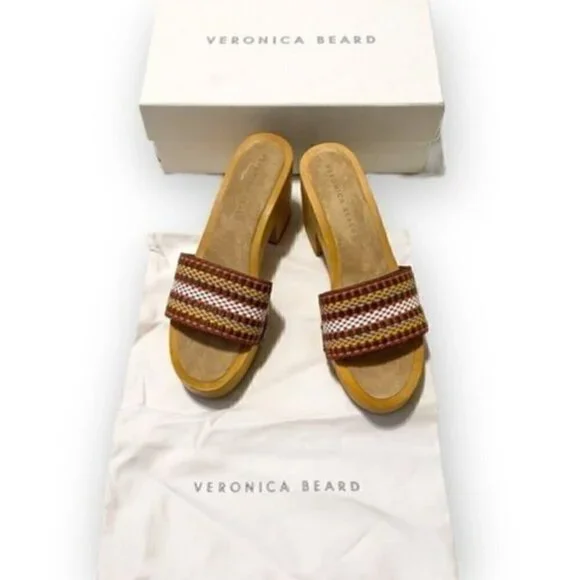 NIB Veronica BeardHannalee WovenClog Sandal Size 10, Brown multi